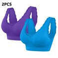 thumbnail image 4 of Lovskoo 2Pc Women's Sports Bra Lace Cami Bra Wireless Tank Top Bra Comfortable Everyday Bras For Women Leisure Purple, 4 of 9