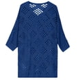 thumbnail image 5 of Fewfanhot Women Crochet Hollow‑Out V‑Neck 3/4 Sleeve Top, Loose Knit Casual Pullover Blouse for Ladies, 5 of 7