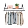 thumbnail image 2 of Wuzstar Wrought Iron Clothes Rack with Top Shelf Wall Mounted Storage Shelf Rack Metal Space-Saving Dispaly Hanging Clothing Rack, 2 of 11