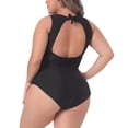 thumbnail image 5 of Agnes Orinda Plus Size One Piece Swimsuit for Women Sexy Mesh Bathing Suits Open Back Tie Plunge Swimwear, 5 of 7