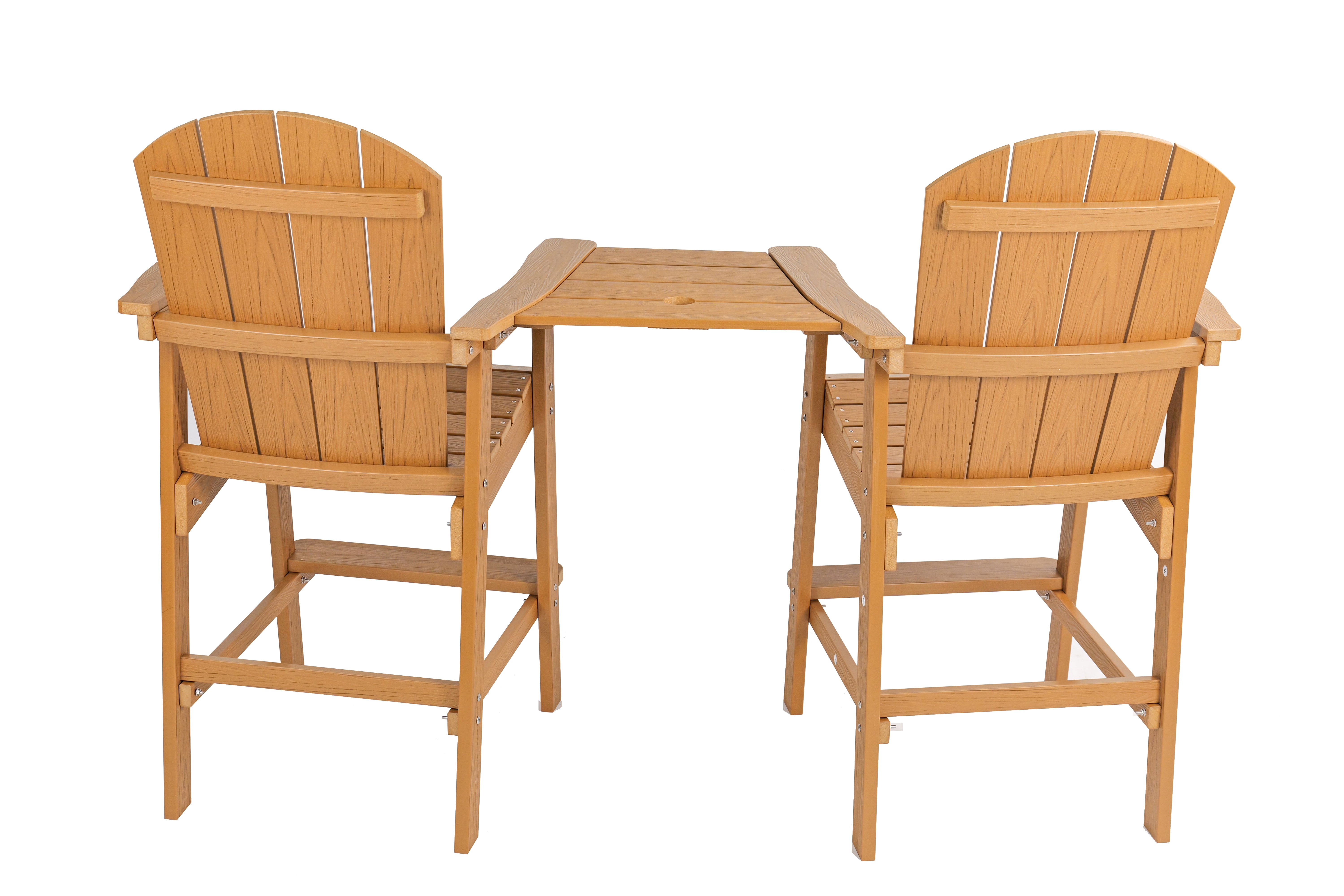Outdoor Bar Chair, Leisure High Seat Stool for Patio Garden Backyard Casual Evening Party Gathering, Teak