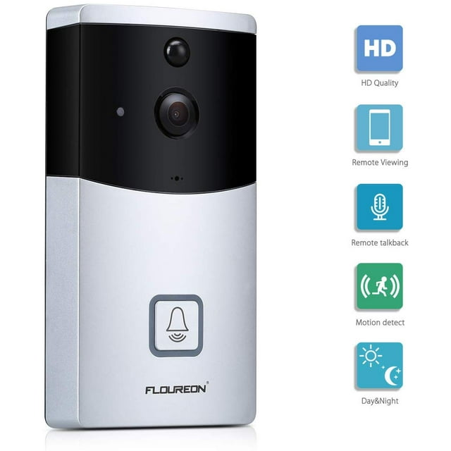 FLOUREON Wi-Fi Video Doorbell Camera 720P HD Home Security Camera with Two-Way Talk & Video,Infrared Night Vision,PIR Motion Detection Wireless Doorbell for iOS Android