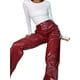thumbnail image 2 of Lucakuins Pantalones de cuero para mujer, pantalones casuales rectos sueltos con bolsillos laterales de cintura alta Lucakuins  S-XL, 2 of 6