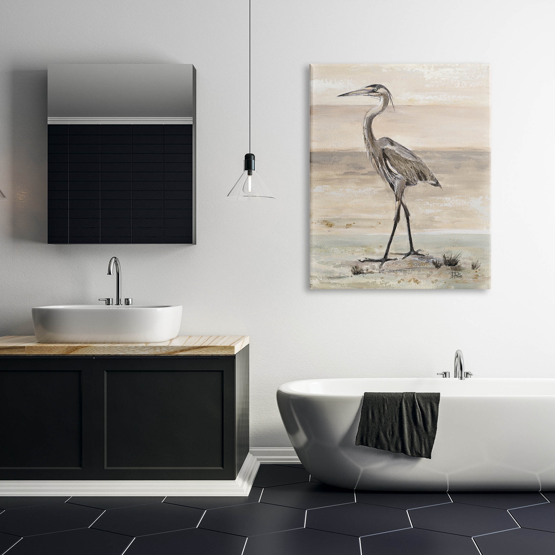 Stupell Industries Crane Bird Beach Shore Painting Gallery Wrapped Canvas Print Wall Art, Design by Patricia Pinto