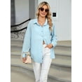thumbnail image 5 of Womens Button Down Shirts Long Sleeve Textured Collared Work Blouse Dressy Casual Tops with Pocket  Blue S, 5 of 8