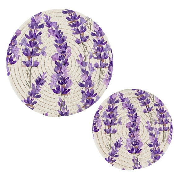 Lavender Flowe Pot Holders Set Trivets Hot Pads Cotton Mats for Cooking