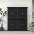 thumbnail image 4 of Topcobe 72-Inch Kitchen Pantry Cabinet, Sliding Door Storage, Freestanding Wooden Shelves, Black Grain Finish, Space-Saving Storage Solution, 4 of 11