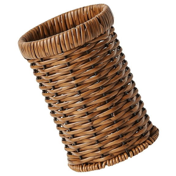 Baluue Chic Storage Basket Woven Utensil Rack Holder Brown Plastic 1 Piece for Festival Party