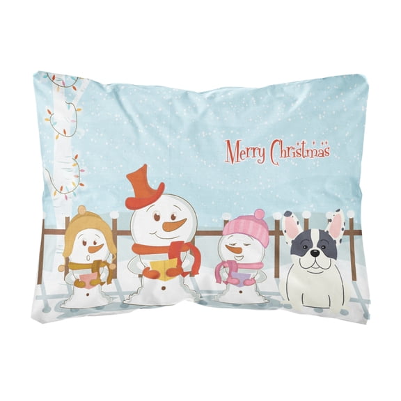 Carolines Treasures BB2342PW1216 Merry Christmas Carolers French Bulldog Piebald Canvas Fabric Decorative Pillow, 12H