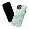 thumbnail image 2 of Tropical Checkerboard iPhone Case – Green Palm & Hibiscus Print Aesthetic Cover for iPhone 16 15 14 13 12 11 (Pro, Max, Plus), 2 of 5