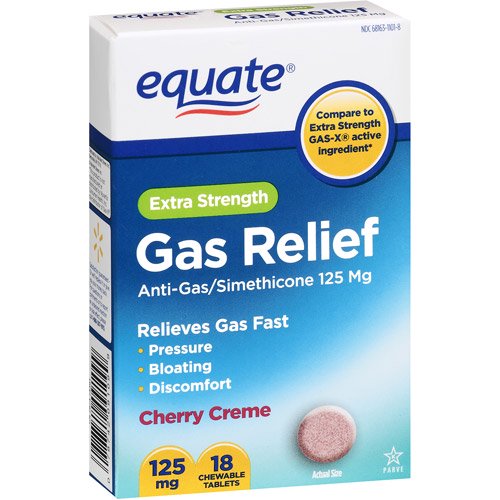Equate Extra Strength Cherry Creme Gas Relief 125mg Chewable Tablets