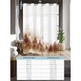 thumbnail image 6 of No Hook Cloth Fabric Shower Curtain with Snap in Liner, Brown Foggy Forest Waterproof Shower Curtains Set with See Through Top Window, Farmhouse Plants Natural Landscape Bath Curtains Shower 72"x96", 6 of 6