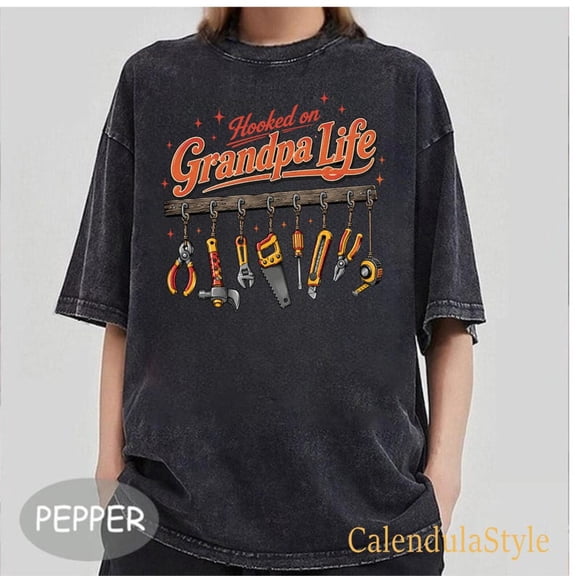 Hooked On Grandpa Life Shirt, Cool Grandpa T-shirt, Grandparents Day Gift, Fisherman Tee For Grandfather, Reel Cool Grandpa Shirt