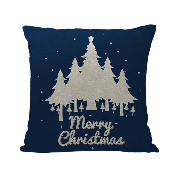 Funda De Cojín Navideña Con Copos De Nieve, Alce, Árbol De Navidad Y Papá Noel, De Lino, Para Sofá
