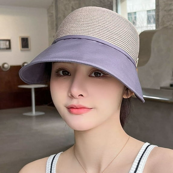 Men Women UV Protection Wide Brim Foldable Portable Fisherman Cap Beach Cap Bucket Hat Sun Hat PURPLE