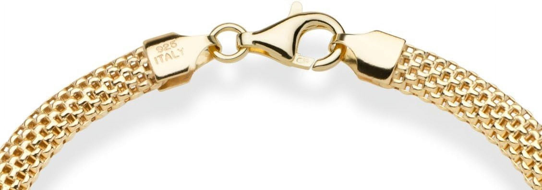 CUKIXA Miabella 18K Gold Over Sterling Silver Italian 5mm Mesh Link Chain Bracelet for Women, 925 Made in Italy