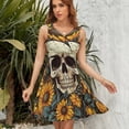 thumbnail image 7 of Sunflower Skull (8) Sleeveless Dress Women Summer Evening Dresses Ladies Sundress, 7 of 7