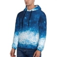 thumbnail image 3 of Kdxio Blue Glitter Sparkles Print Mens Casual Hooded Collar Drawstring Hoodies Pullover Sweatshirts Casual Long Sleeve Shirts-Medium, 3 of 7