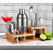 Touch of Mixology 14 Piece Stainless Steel Bartender Kit Includes Cocktail Shaker (Silver)