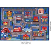Kids Carpet Playmat Rug 59x39.4, Car Rug for Kids Cars, Non-Slip Town City Road Map Kids Rug for Playroom Bedroom Boys, Kids Car Mat Road Rug, Track Rug Car Play Rug for Kids (59X39.4 INCH-Blue)
