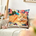 thumbnail image 4 of Fasiaou 2 Counts Artistic Abstract Style Pillow Cover Floral Print Sofa Bedroom Decor Cushion Case Soft Nylon Spandex Washable Home Living Room Accent, 4 of 6