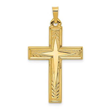 14k Yellow Gold Polished Latin Cross Pendant