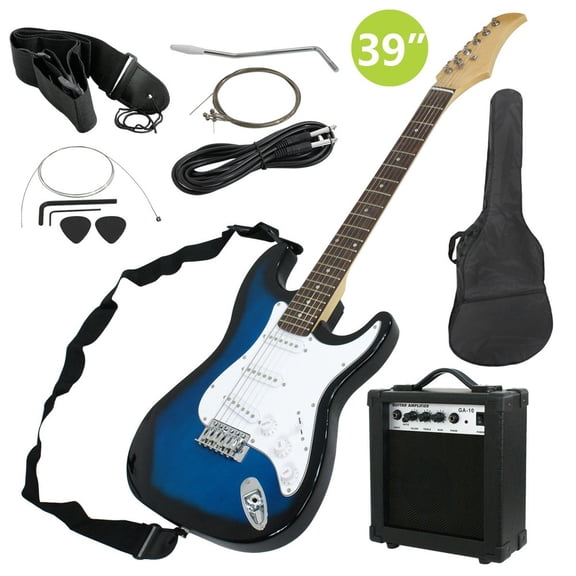 WSSYzyzf Full Size Blue Electric Guitar Beginner Pack, with Amp, Case, and Accessories