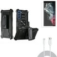 thumbnail image 1 of Case Belt Clip & Matte Screen Protector & 6ft USB-C Cable for Samsung Galaxy S22 Ultra (6.8") - Combo Holster Swivel Cover & TPU Film Anti-Glare Anti-Fingerprint & Type-C Fast Charger Cord, 1 of 22