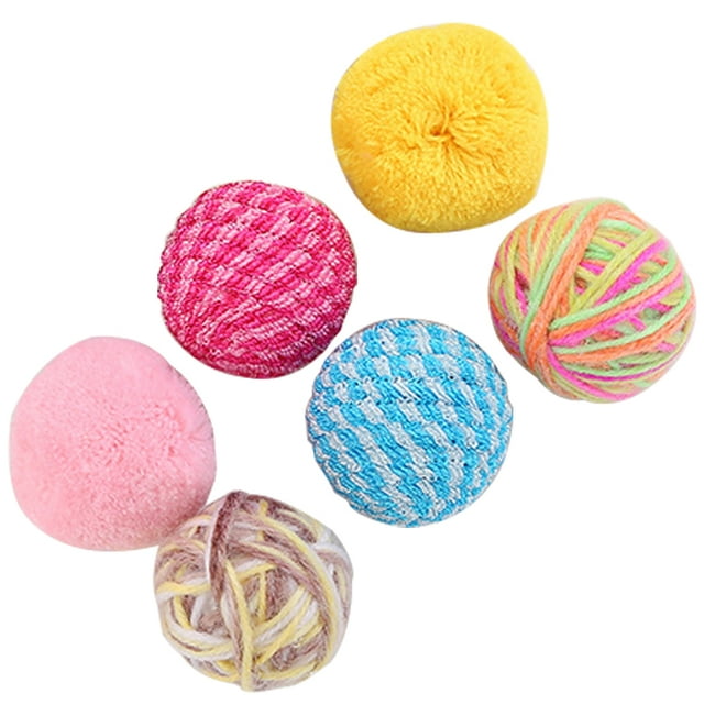 6PCS Cat Bell Balls Set Interactive Soft Cat Ball Toy Cat Plush Ball Cat Toy
