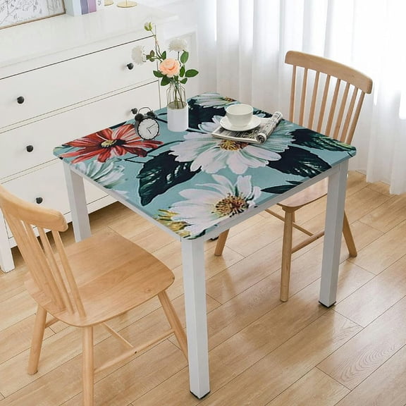 BANET Decorative Daisy Floral Print Rectangle Tablecloth Waterproof Rectangular Table Cloth Wrinkle Free and Stain Resistant Tablecloths for Parties,Holiday Dinner(Rectangular) white