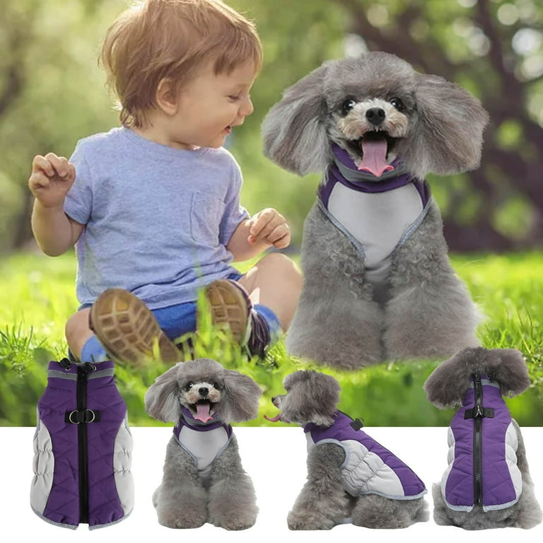 Christmas Clearance Under 5.00 Dog Coat Warm Dog Jacket Winter Coat Paded Dog Vest Reflective Dog Cold Weather Coats With Built In Harness Windproof Dog Snow Jacket Clothes With Zipper Purple