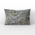thumbnail image 2 of Plutus Versailles Grandeur Damask Gray Gold Velvet Luxury Throw Pillow, 2 of 5
