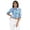 Light Blue, variant on Women Casual Roll Up Sleeves Shirt Button Down Crop Top Tie Knot Front Top