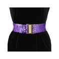 thumbnail image 4 of INSPIRE CHIC Women's Wide Waist Belts Interlock Buckles Sequins Decor Shinny Stretchy Belts 2PCS Light Purple, 4 of 6