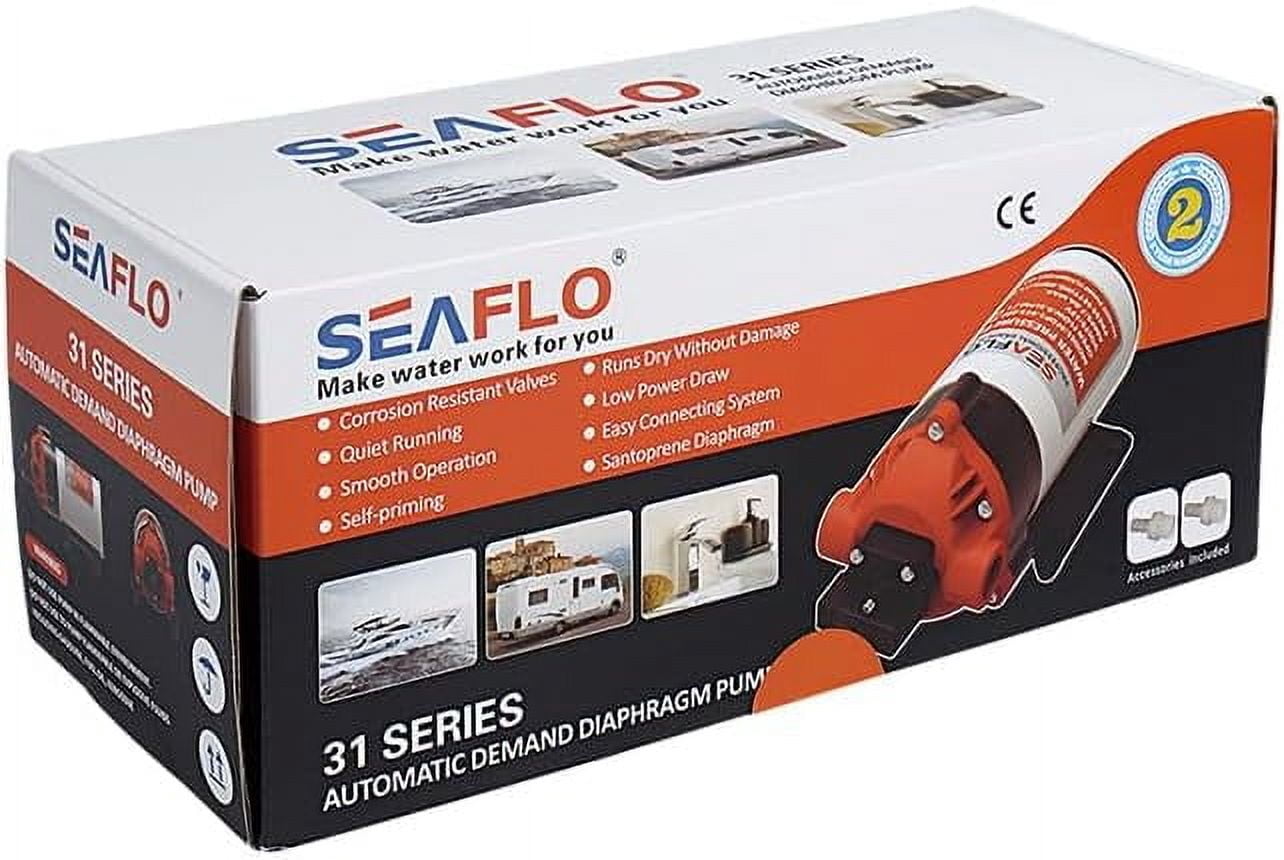 SEAFLO 24V 1.8 GPM 120 PSI 31-Series DC Diaphragm Pump – Self-Priming High-Pressure Water Pump for RVs, Boats, Agriculture, and Cleaning w/Built-In Pressure Switch