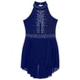 thumbnail image 5 of Alvivi Kids Girls Rhinestone Lyrical Dance Dress Figure Ice Skating Leotard Modern Contemporary Costume Navy Blue 10, 5 of 7