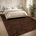 thumbnail image 3 of ODIKA 8'x10' Burnt Orange And Black Vintage Damask Washable Area Rug Distressed Antique Curling Petal Motif Framed Edges for King Size Bedroom Under Bed, Master Suite, Non-Shedding, Easy Care, 3 of 7