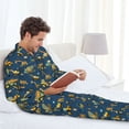 thumbnail image 6 of Susaid Modern Excavator Print Men's Long Sleeve Pajama Set, Two-Piece Button-Down Loungewear PJs Set, Comfortable Sleepwear for Relaxation-Large, 6 of 7