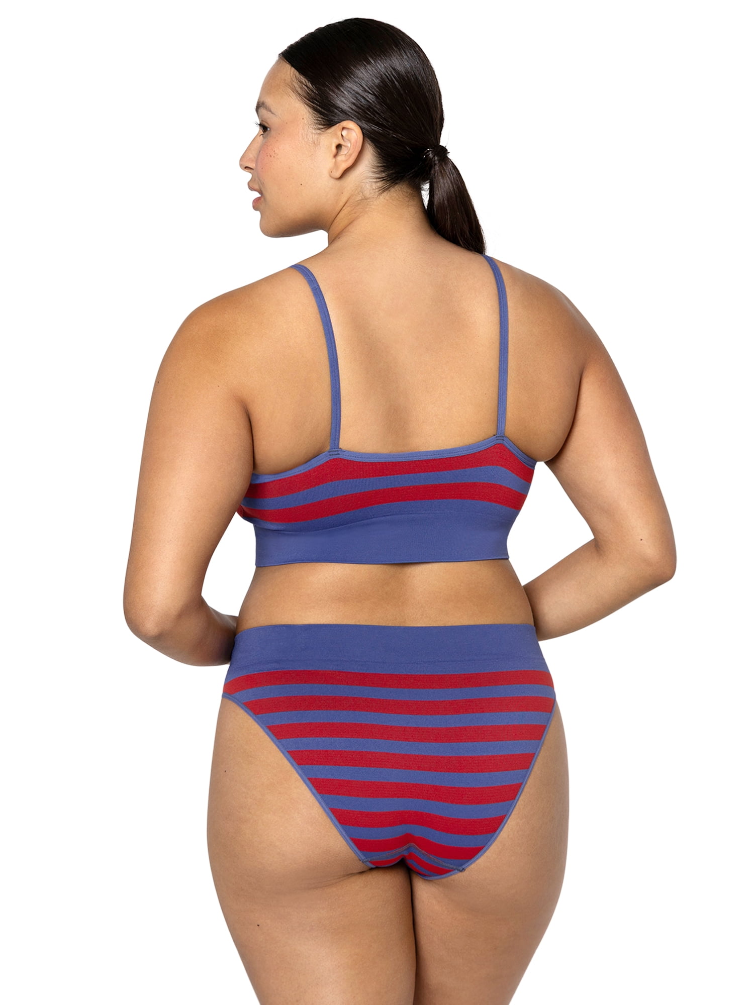 fresh collection by Fruit of the Loom Women's Seamless Cami Bralette and Bikini Underwear Set