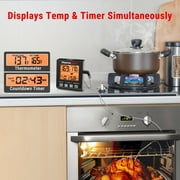 ThermoPro TP16SW Digital Meat Thermometer for Cooking and Grilling, BBQ Food Thermometer with Backlight and Kitchen Timer, Grill Temperature Probe Thermometer for Smoker, Barbecue, Oven, Cookware