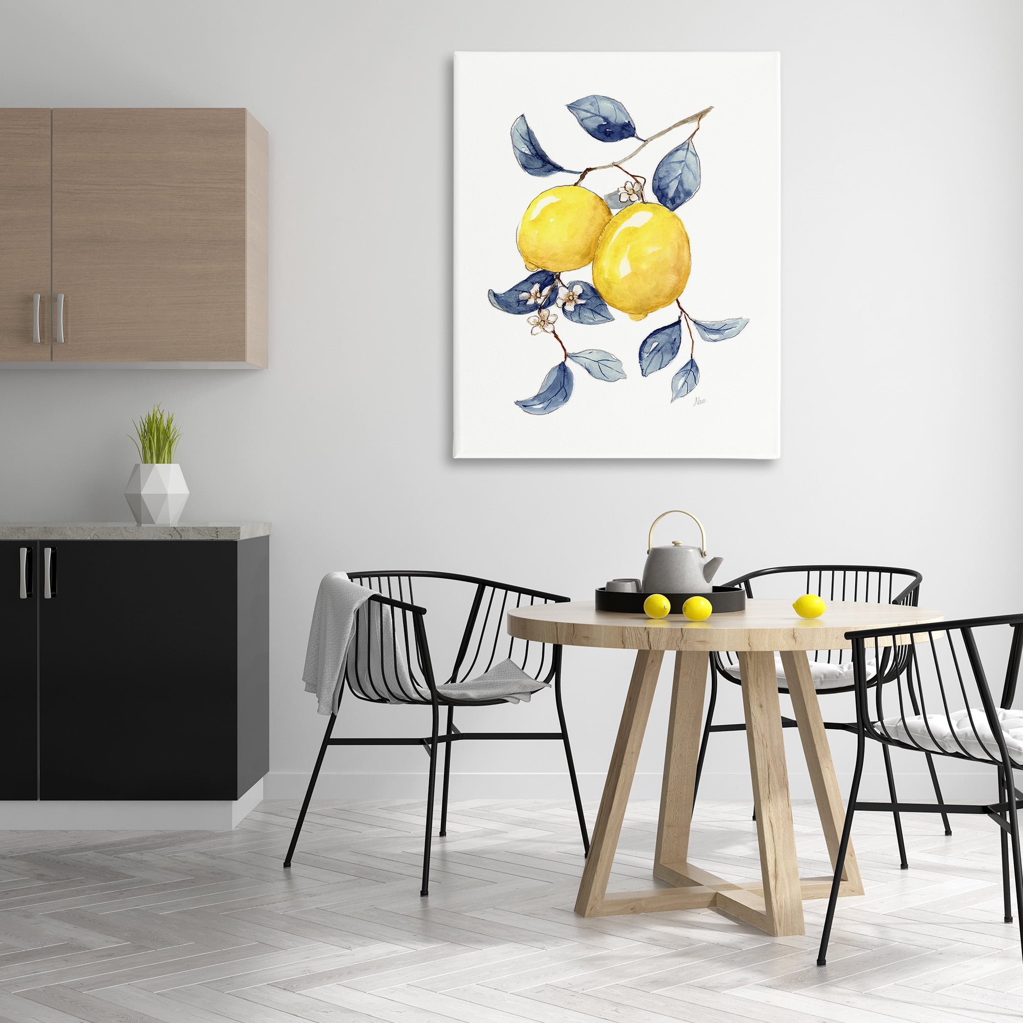 Stupell Industries Minimal Lemon Fruits Food & Beverage Painting Gallery Wrapped Canvas Art Print Wall Art, 36 x 48