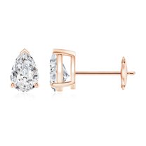 ANGARA Natural Diamond Solitaire Stud Earrings in 14K Rose Gold for Women (Size-6x4mm| Color-H| Clarity-SI2) | April Birthstone, Anniversary, Jewelry Gift for Women | Natural Diamond Earrings