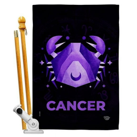 Ornament Collection HS190026-BO 28 x 40 in. Cancer House Flag Set Interests Zodiac Double-Sided Decorative Vertical Flags & Decoration Banner Garden Yard Gift
