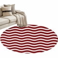 thumbnail image 2 of Round Area Rug 4ft,Red White Stripe Water Ripple Washable Carpet Non-Slip Runner Accent Rugs Indoor Floor Mat for Bedroom Living Room Decor,Abstract Minimalist Geometric Art, 2 of 9