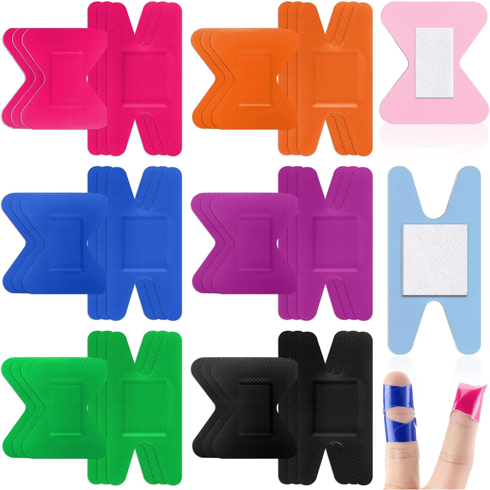 Pukitry 100 Pieces Flexible Fabric Adhesive Bandages Knuckle and Fingertip Bandages Variety Pack for Wound Care Bulk Pack for First Aid Kits in 2 Sizes, 3 x 1.5 Inch, 1.8 x 2 Inch(Multicolor)