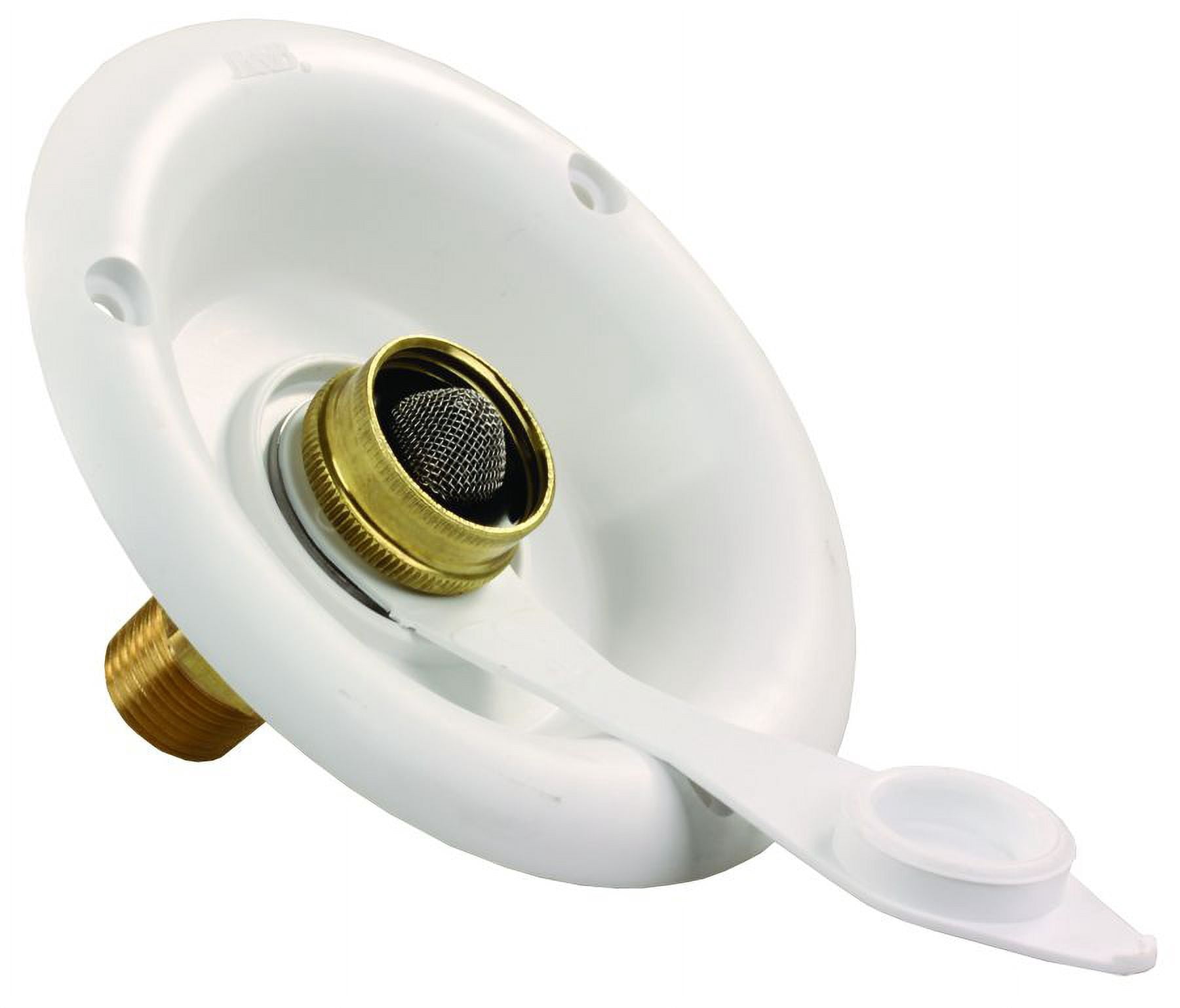 JR Products 321-B-26-A City Water Dish with Brass Check Valve - Polar White