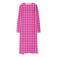 thumbnail image 5 of Fesfesfes Women's Plaid Midi Dress Fall Comfortable Plus Size Casual Long Sleeve Crew Neck Pajamas Loose Breathable Home Wear Outfits(Hot Pink,S), 5 of 5