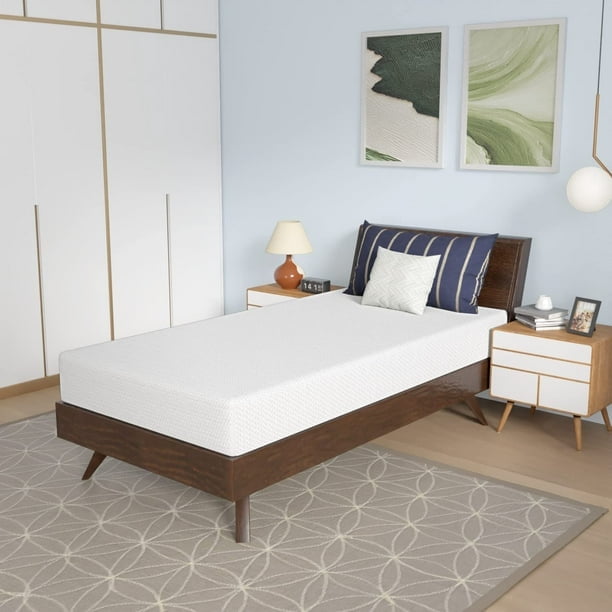 FDW Matelas en Mousse Mémoire Gel de 8 Pouces, Fermeté Moyenne, Certifié CertiPUR-US, en Boîte, Infusé au Charbon de Bambou