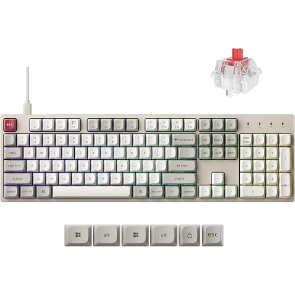 Keychron C2 Pro Wired Custom Mechanical Keyboard with Keychron Super Linear Red Switch, Full Size Custom RGB Backlit, OSA PBT Double Shot Keycaps Compatible with Mac Windows Linux - Retro