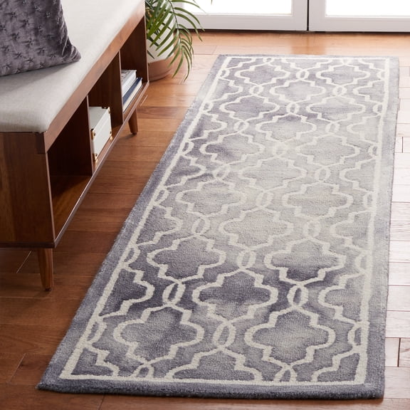 Safavieh Dip Dye Leighton Geometric Wool Runner Rug, Gray/Ivory, 2'3" x 8'